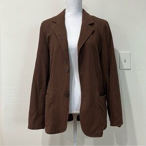 Mossimo Brown Pinstripe Blazer Jacket Preppy Academia Workwear Minimal Chic